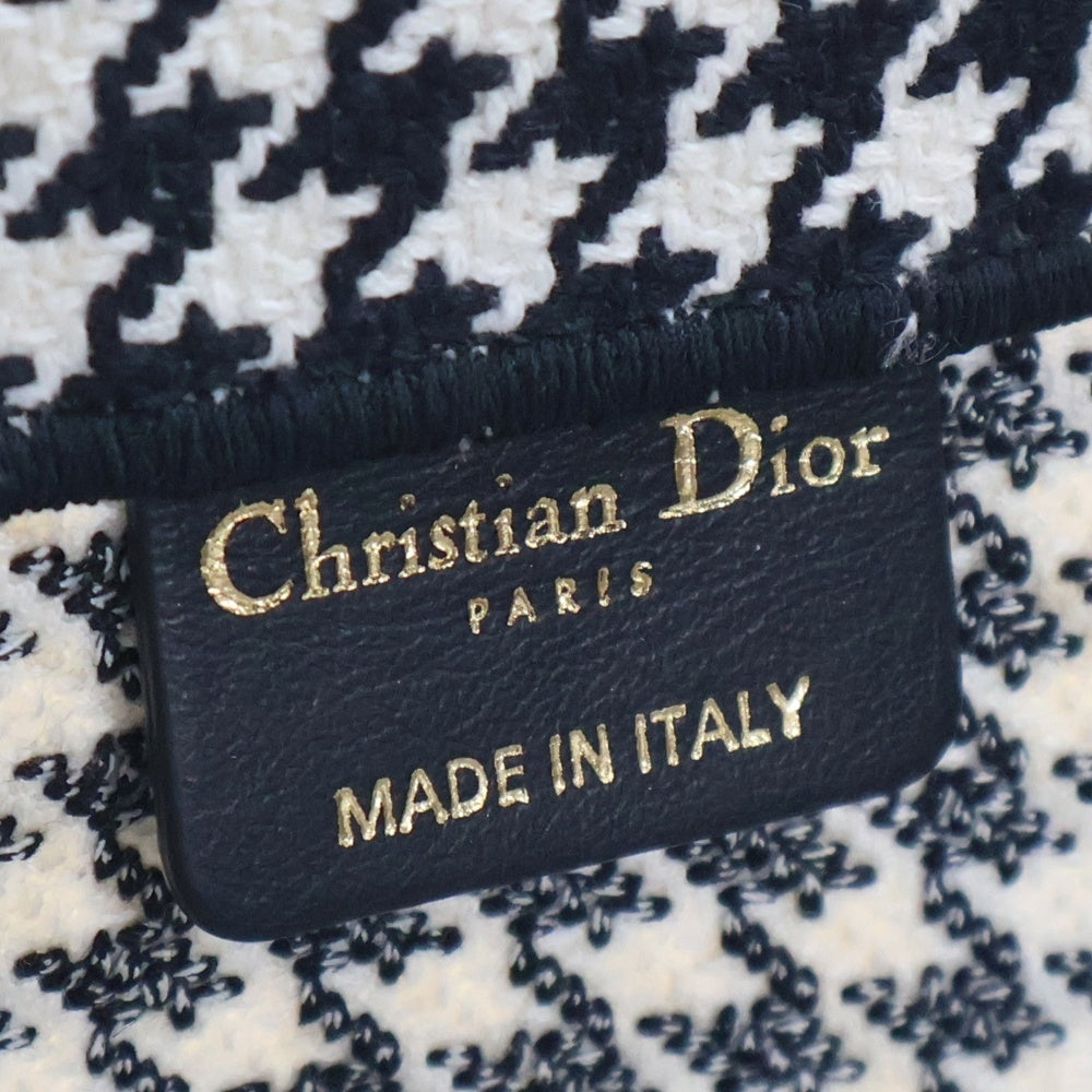 Christian Dior(クリスチャンディオール) BOOK TOTE ブックトート 千鳥格子 キャンパス トートバッグ ミディアム ブラック×ホワイト レディース