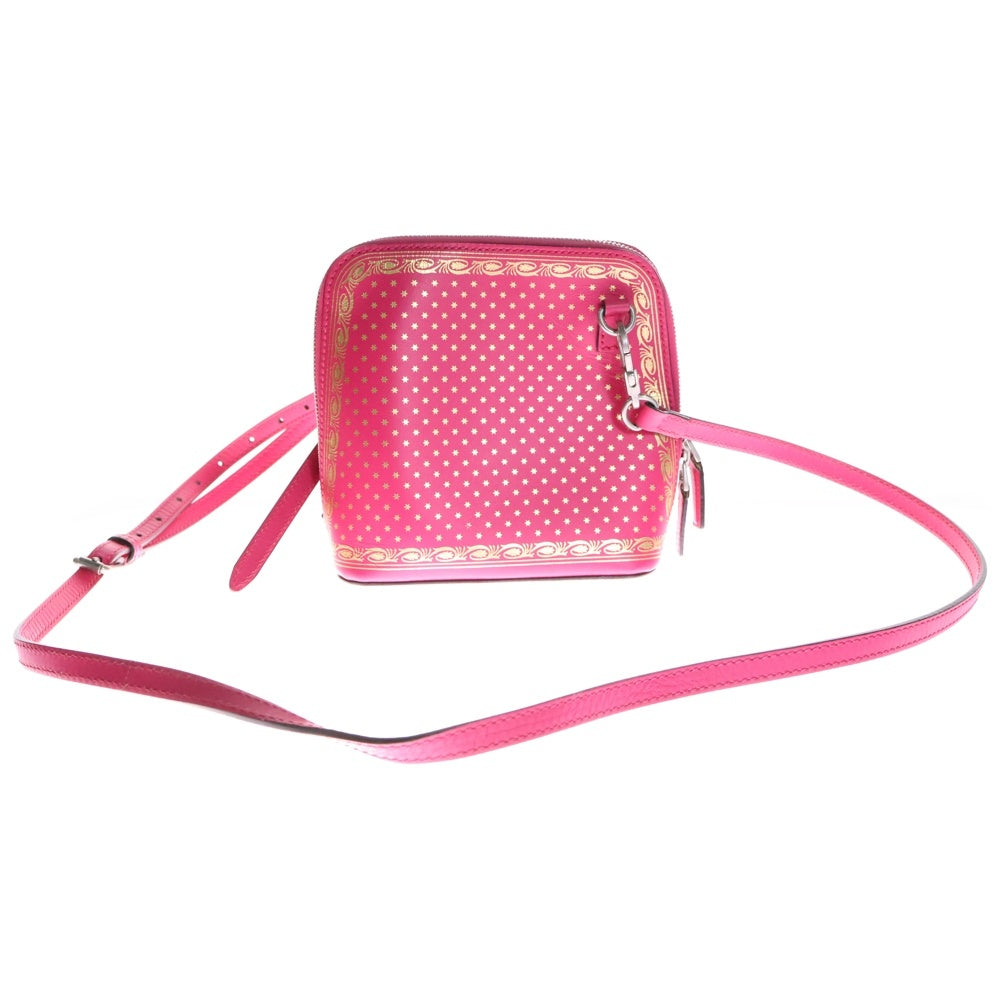 GUCCI(グッチ) GUCCYグッシー ロゴプリント レザー ショルダーバッグ シルバー金具 ピンク/ゴールド レディース 511189