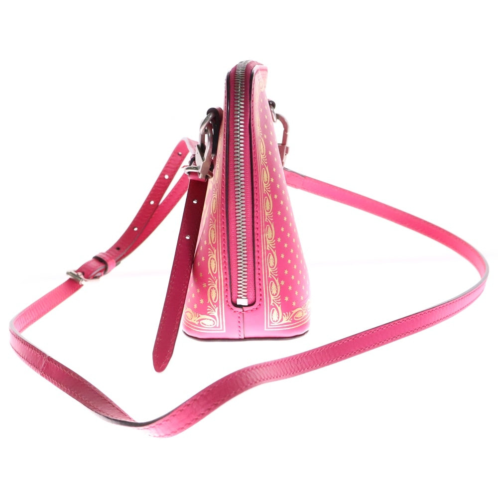 GUCCI(グッチ) GUCCYグッシー ロゴプリント レザー ショルダーバッグ シルバー金具 ピンク/ゴールド レディース 511189