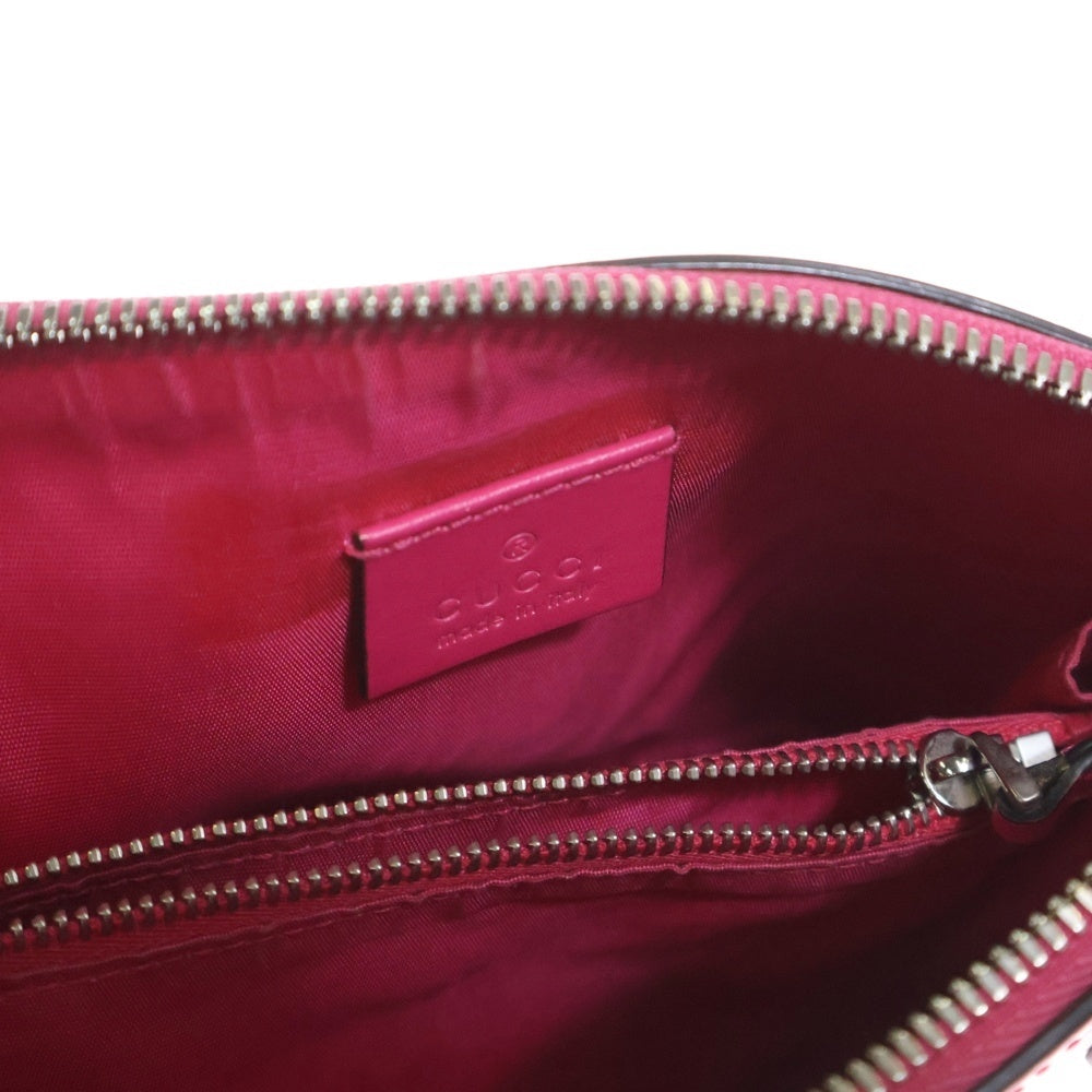 GUCCI(グッチ) GUCCYグッシー ロゴプリント レザー ショルダーバッグ シルバー金具 ピンク/ゴールド レディース 511189