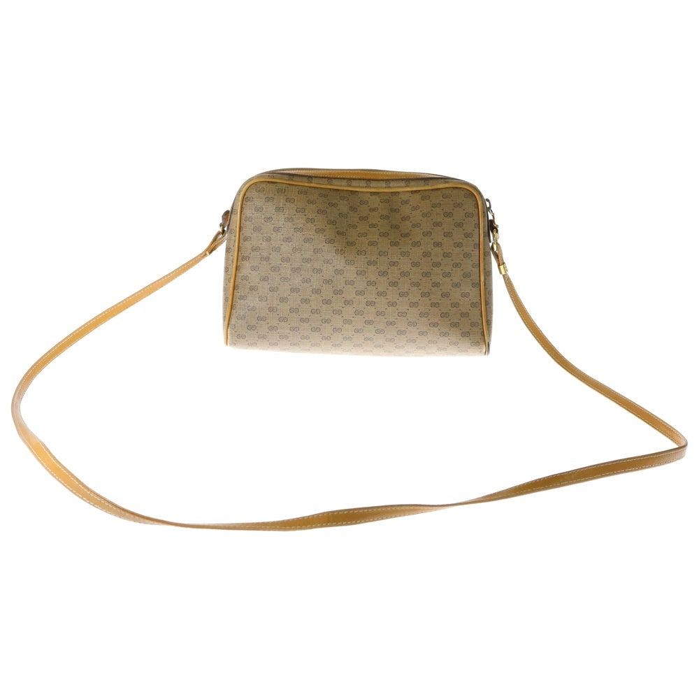 GUCCI(グッチ) オールドグッチ マイクロGG ショルダーバッグ ベージュ ブラウン キャンバス×レザー ゴールド金具 007.39.0014