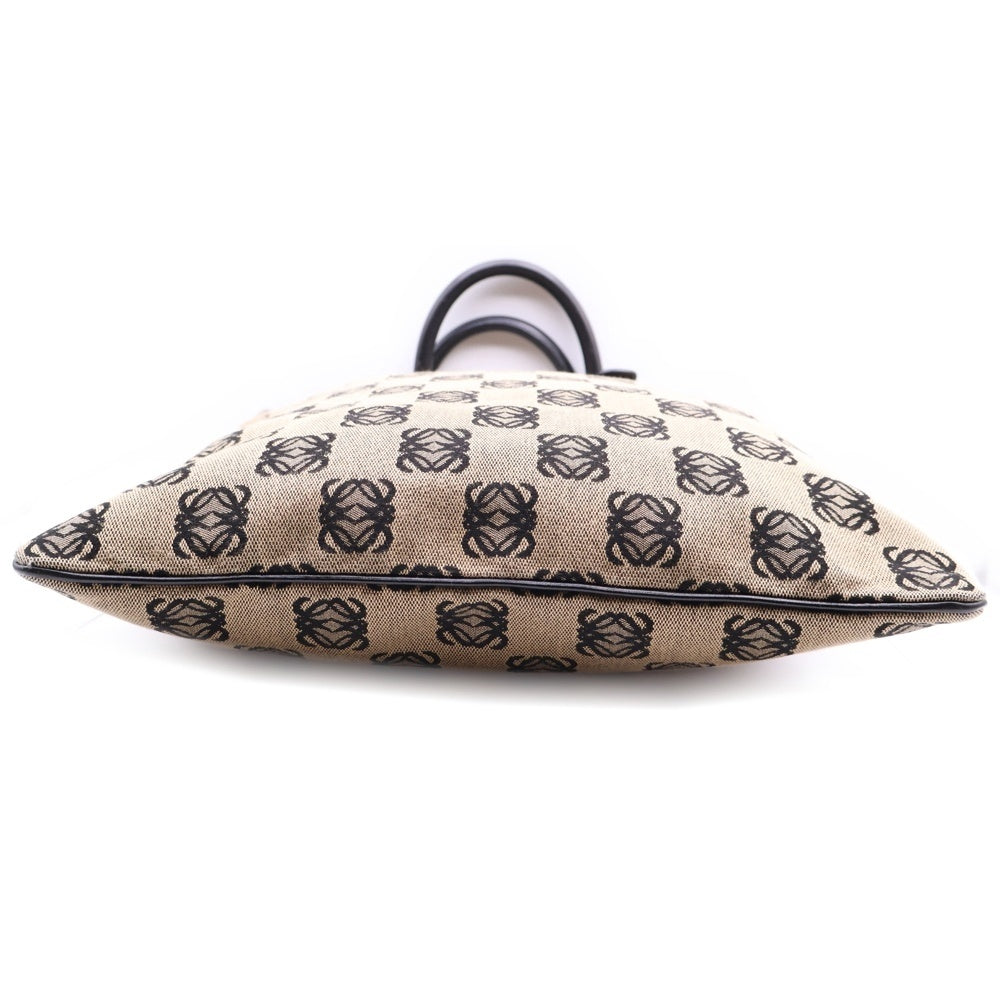 LOEWE(ロエベ) アナグラム トートバッグ ハンドバッグ ベージュ×ブラック キャンバス×レザー