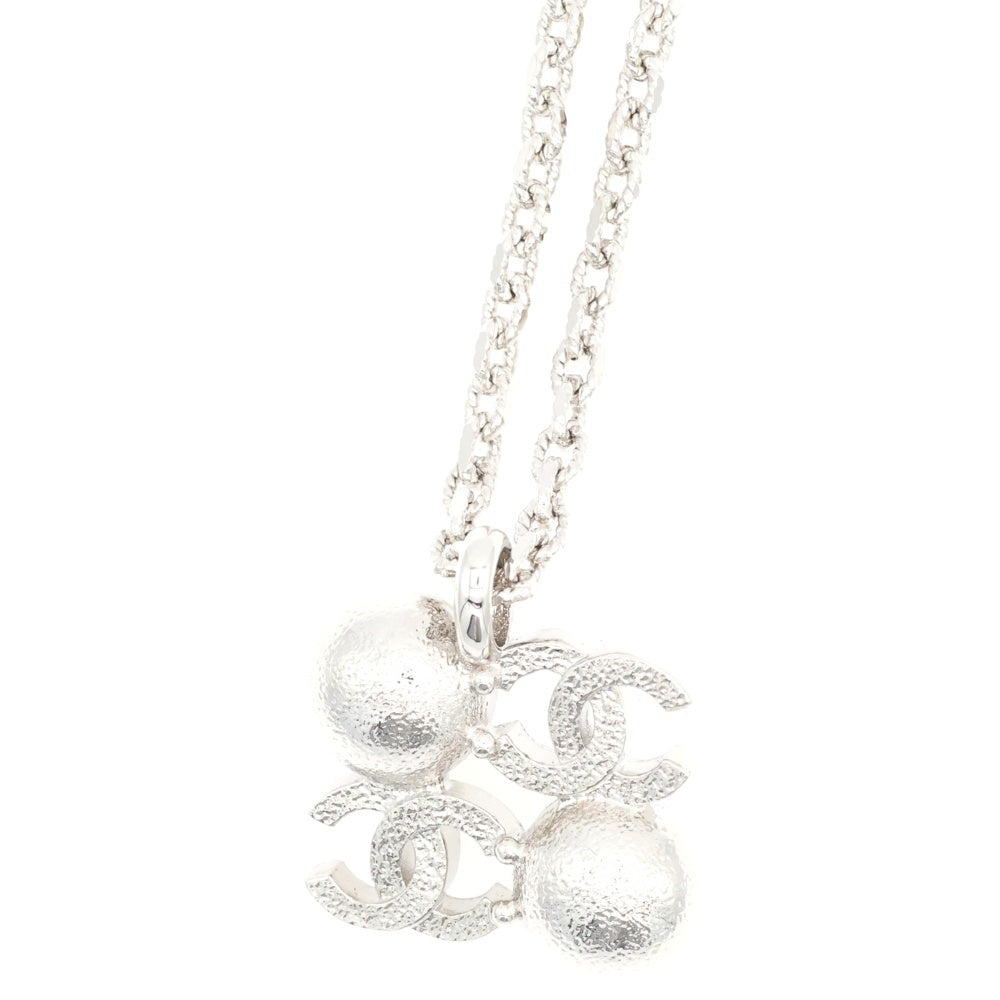 CHANEL(シャネル) ココマーク フェイクパール ラインストーン チェーンネックレス ホワイト/シルバー レディース I25S