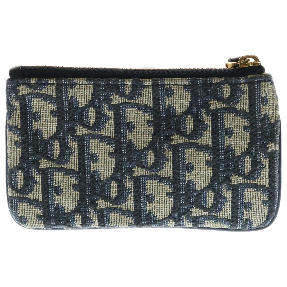 Christian Dior(クリスチャンディオール) オブリーク トロッター コインケース 小物入れ バッグチャーム ケース ゴールド金具 ネイビー キャンバス