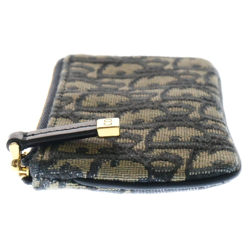 Christian Dior(クリスチャンディオール) オブリーク トロッター コインケース 小物入れ バッグチャーム ケース ゴールド金具 ネイビー キャンバス