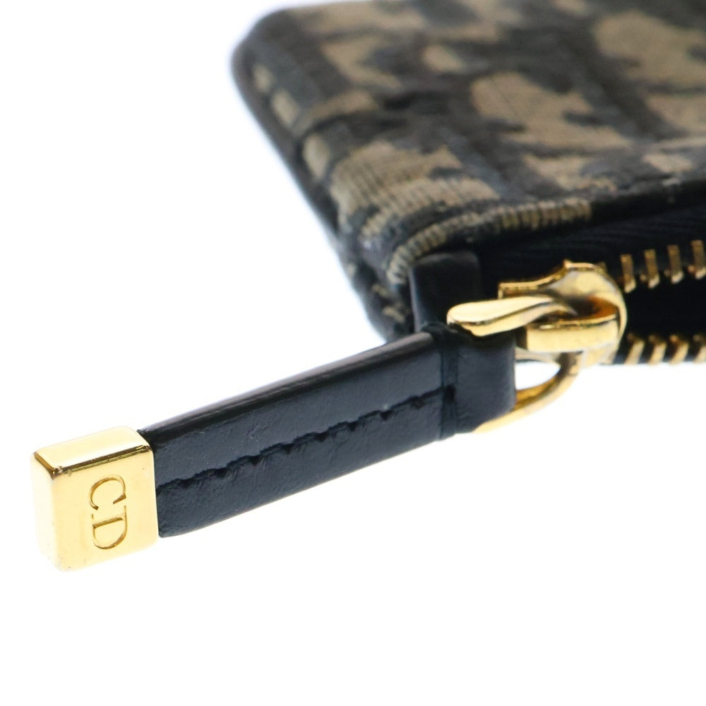 Christian Dior(クリスチャンディオール) オブリーク トロッター コインケース 小物入れ バッグチャーム ケース ゴールド金具 ネイビー キャンバス