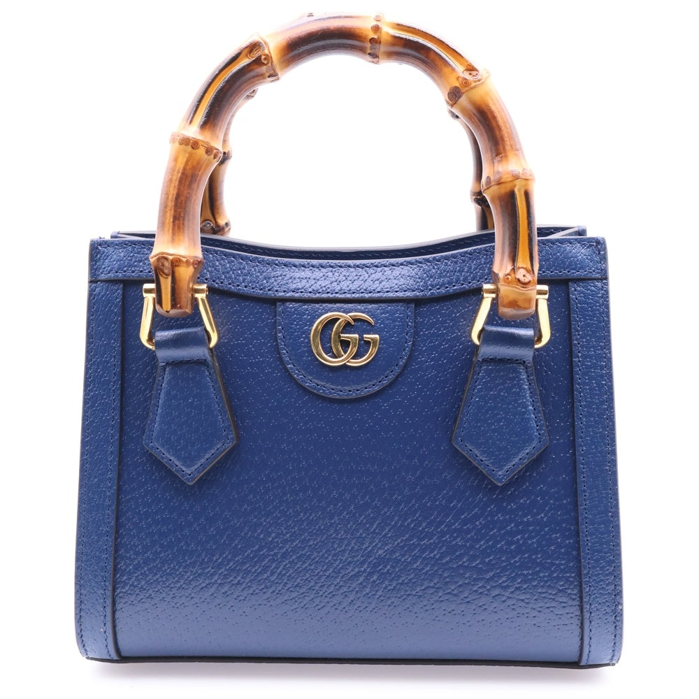 GUCCI(グッチ) バンブー ダイアナ ミニ トートバッグ ブルー レザー 702732
