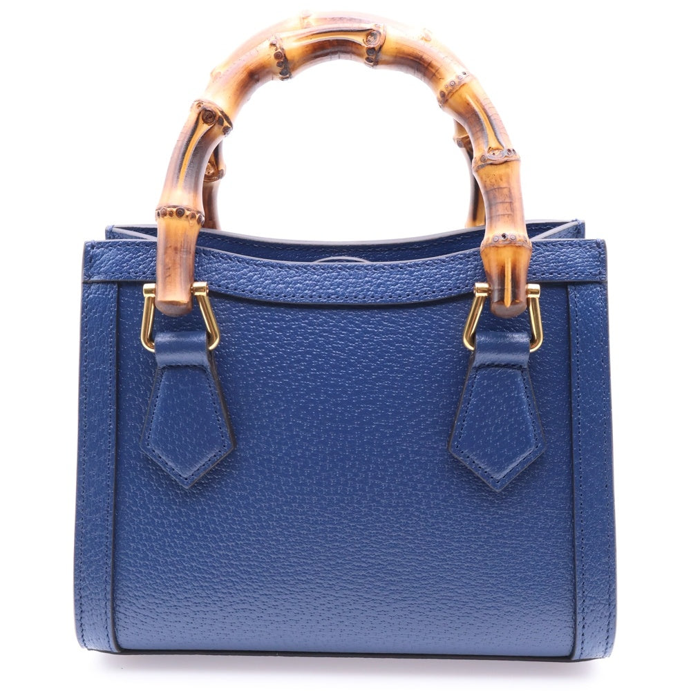 GUCCI(グッチ) バンブー ダイアナ ミニ トートバッグ ブルー レザー 702732