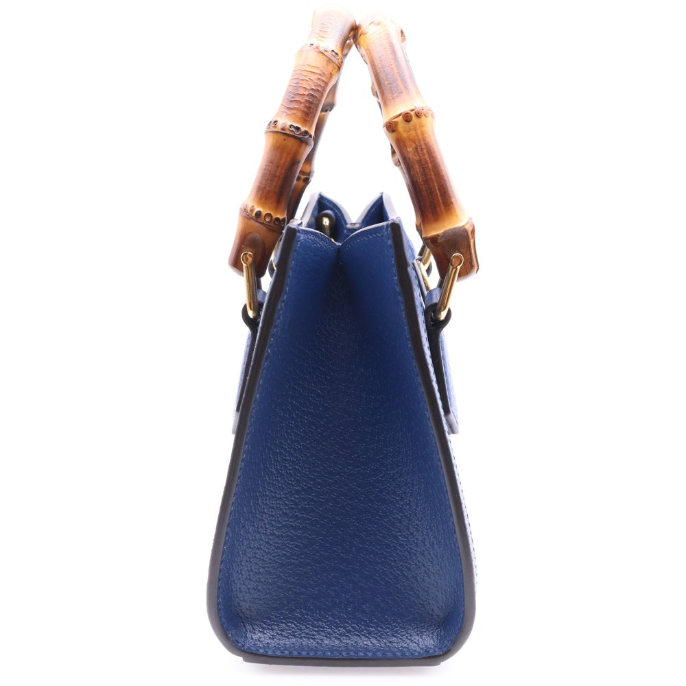 GUCCI(グッチ) バンブー ダイアナ ミニ トートバッグ ブルー レザー 702732