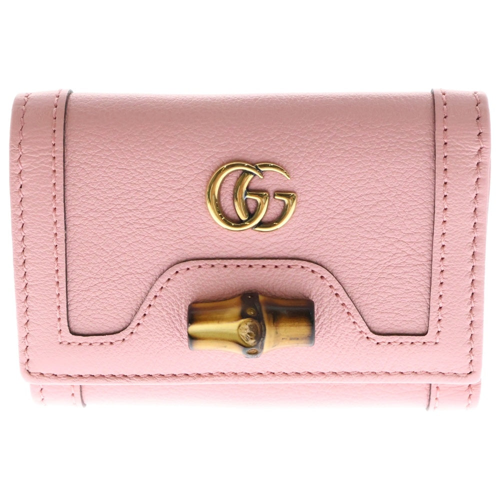 GUCCI(グッチ) ダイアナ コンパクトウォレット 三つ折り財布 ピンク レザー 658633