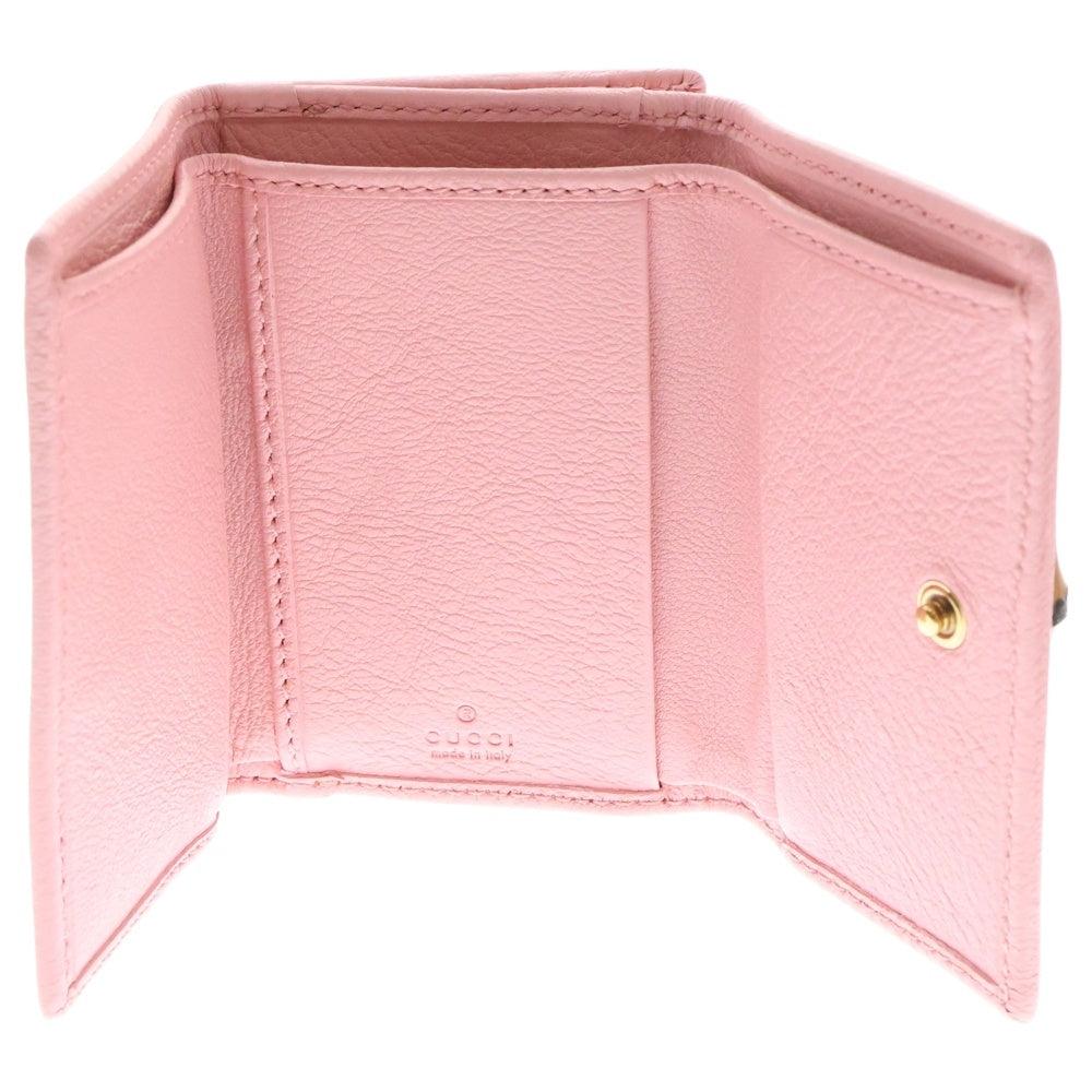 GUCCI(グッチ) ダイアナ コンパクトウォレット 三つ折り財布 ピンク レザー 658633