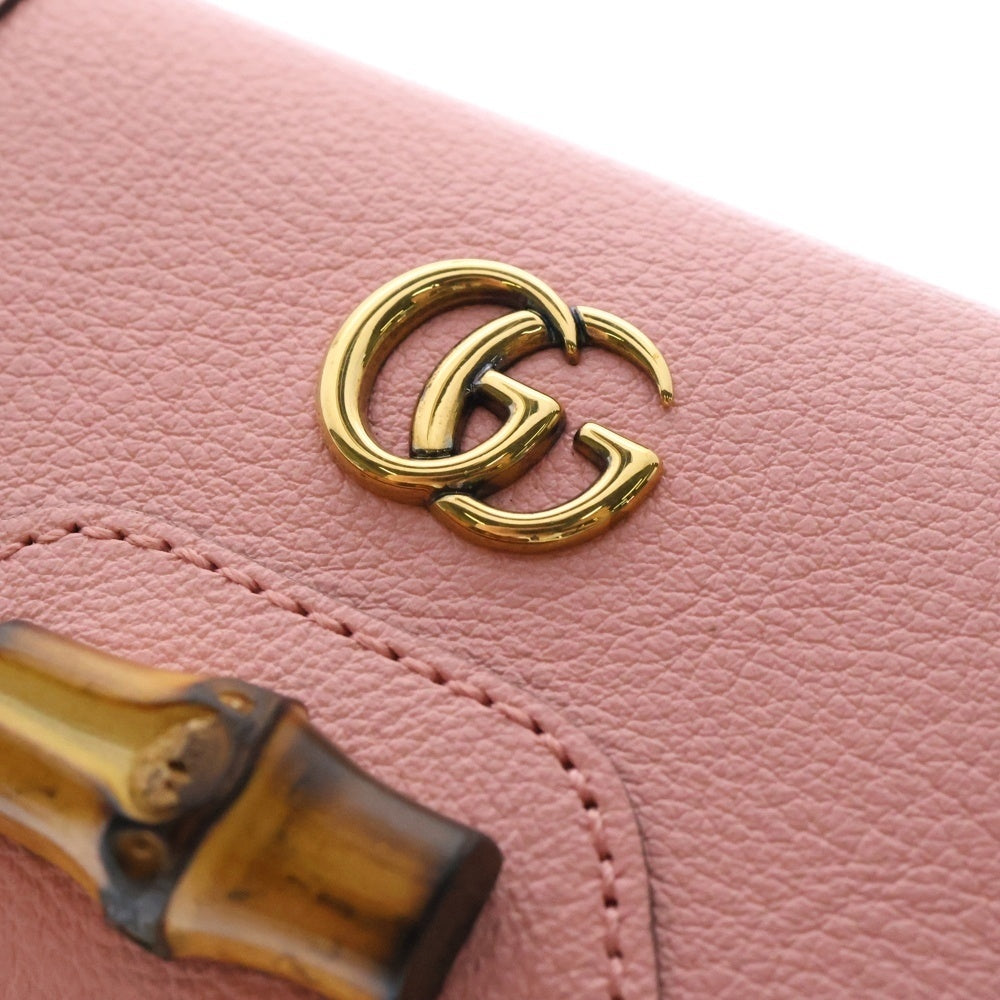 GUCCI(グッチ) ダイアナ コンパクトウォレット 三つ折り財布 ピンク レザー 658633