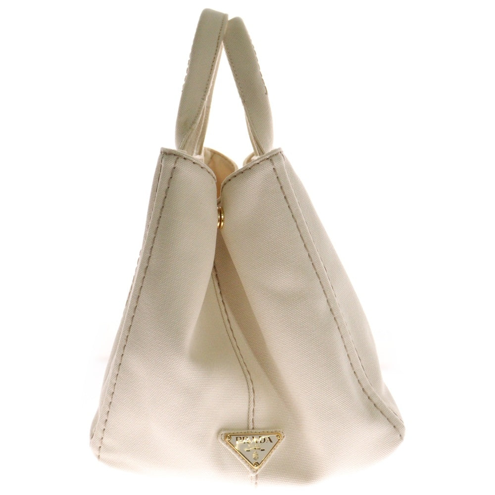 PRADA(プラダ) カナパ M 2WAYショルダーバッグ ハンドバッグ キャンバス ベージュ アイボリー ゴールド金具 1BG642