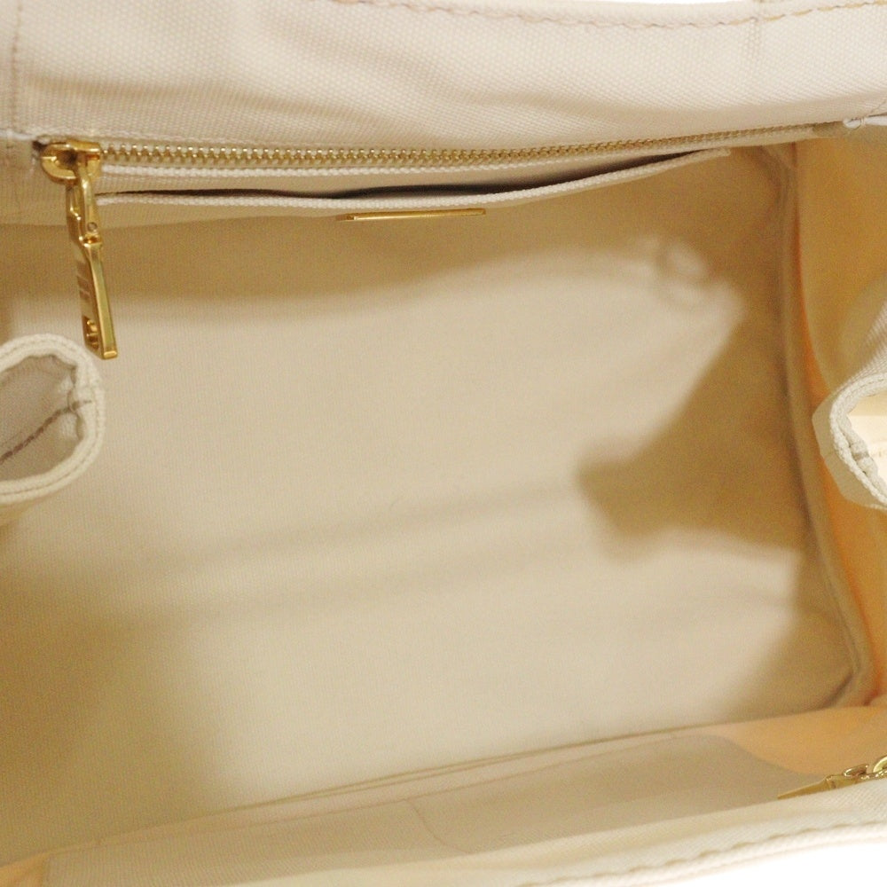 PRADA(プラダ) カナパ M 2WAYショルダーバッグ ハンドバッグ キャンバス ベージュ アイボリー ゴールド金具 1BG642