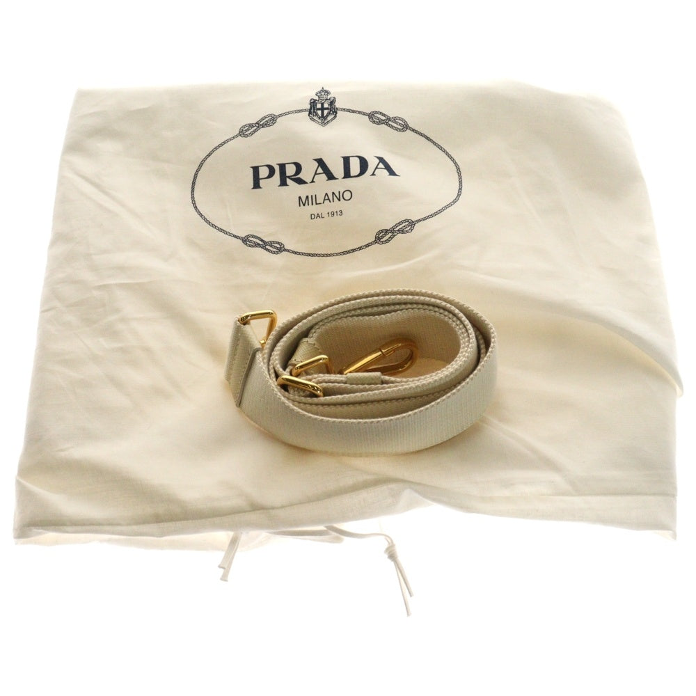 PRADA(プラダ) カナパ M 2WAYショルダーバッグ ハンドバッグ キャンバス ベージュ アイボリー ゴールド金具 1BG642