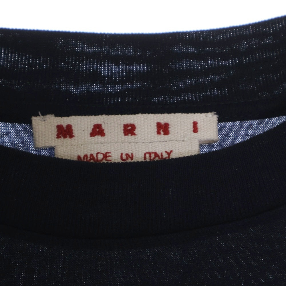 MARNI(マルニ) 25SS ロゴプリント ワッペン ステッチデザイン ロングスリーブ 長袖Tシャツ カットソー ブラック HUMU0325X1 UTC446