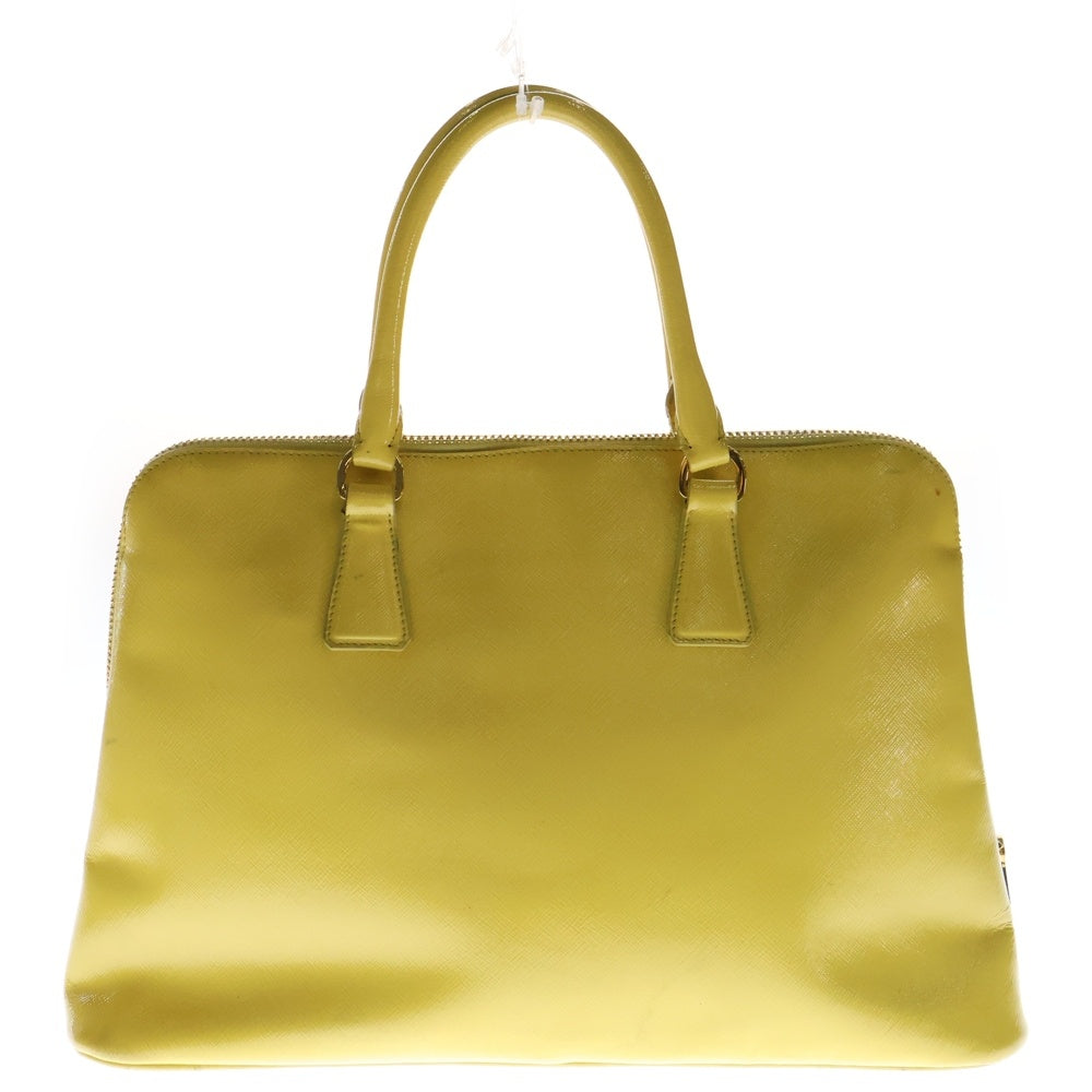PRADA(プラダ) サフィアーノレザー トライアングルロゴプレート ハンド トートバッグ ゴールド金具 イエロー BL0812