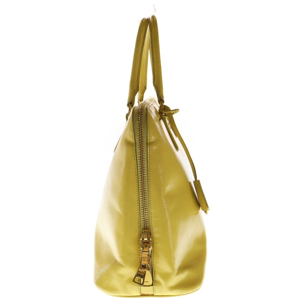 PRADA(プラダ) サフィアーノレザー トライアングルロゴプレート ハンド トートバッグ ゴールド金具 イエロー BL0812