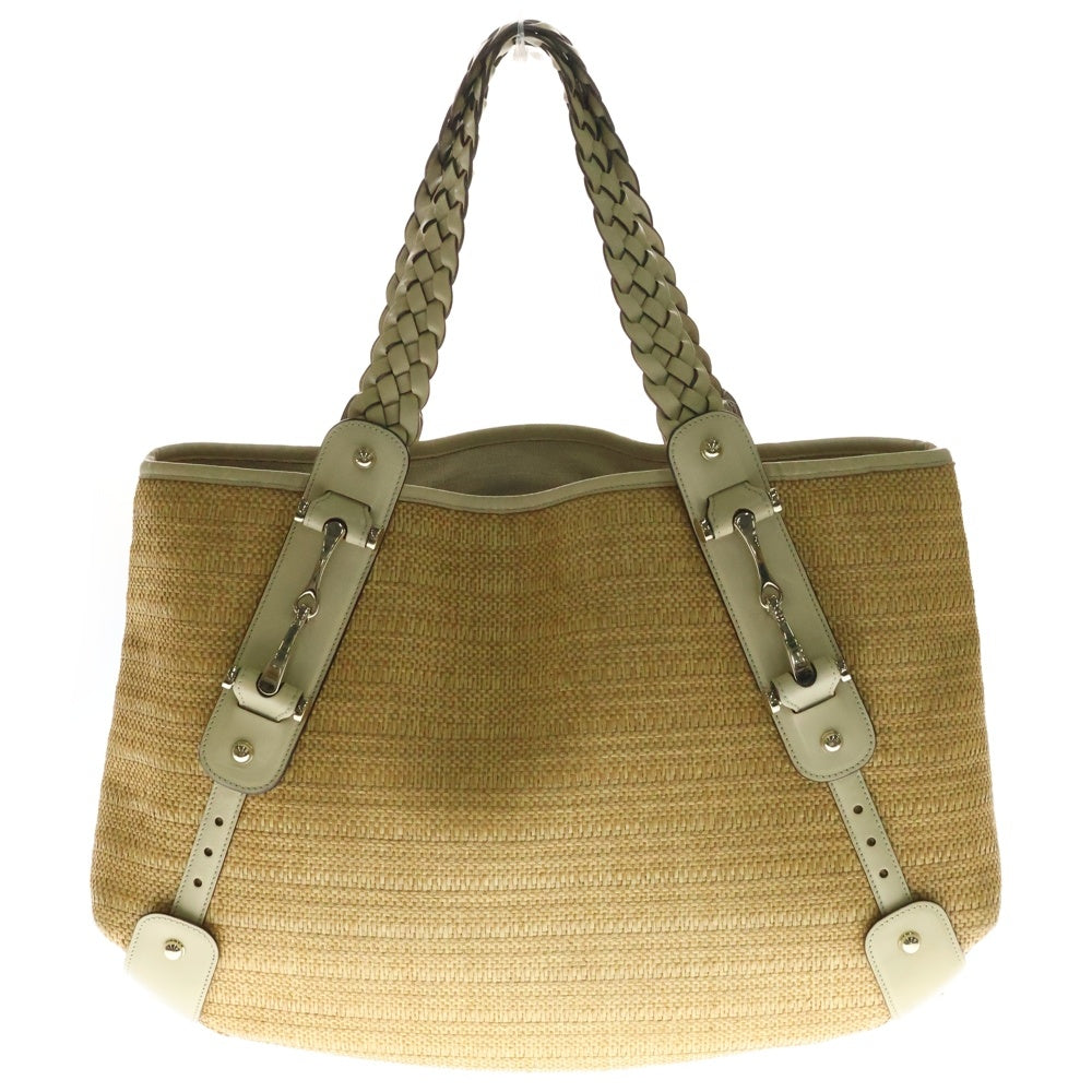 GUCCI(グッチ) ホースビット トートバッグ ベージュ ストロー×レザー 137621