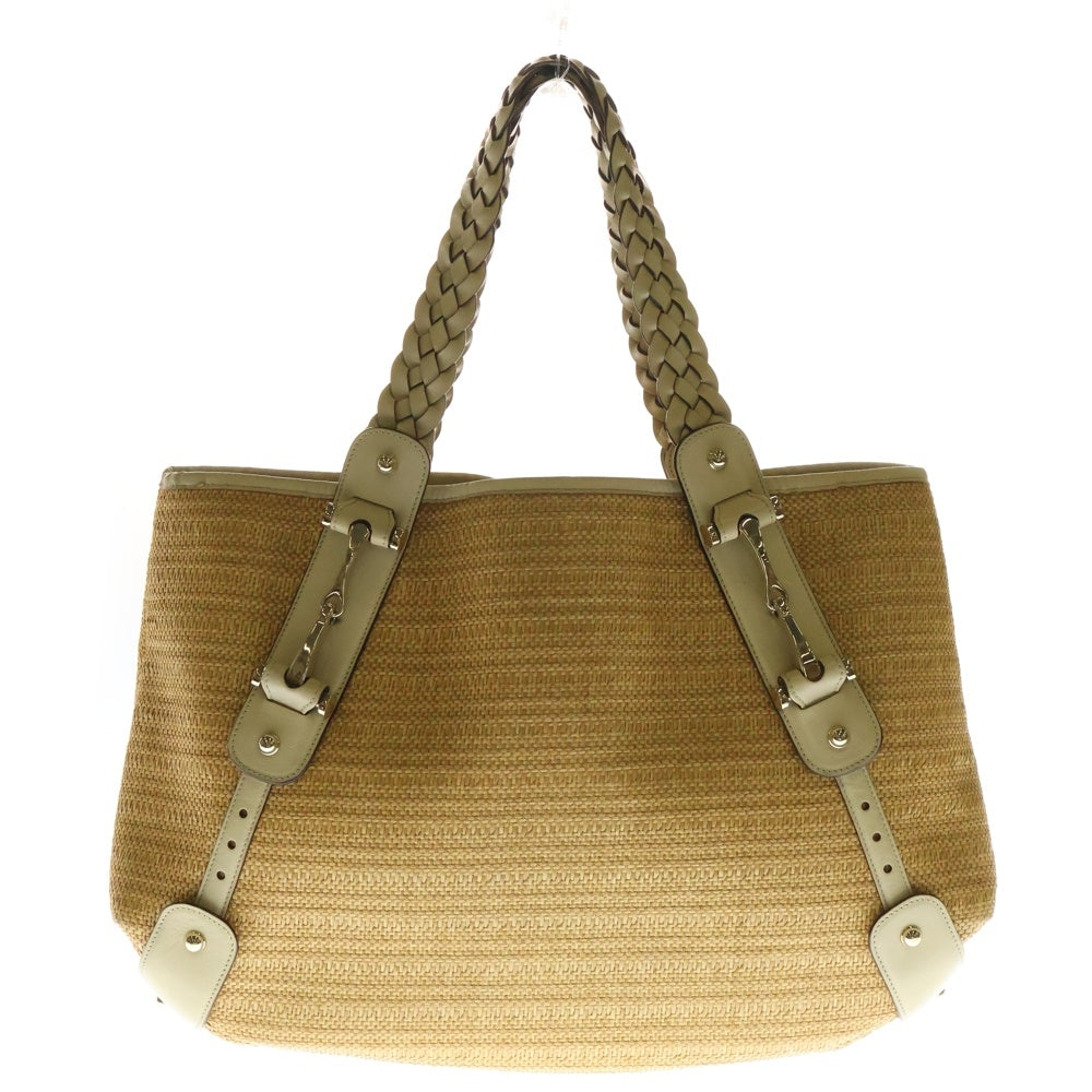 GUCCI(グッチ) ホースビット トートバッグ ベージュ ストロー×レザー 137621