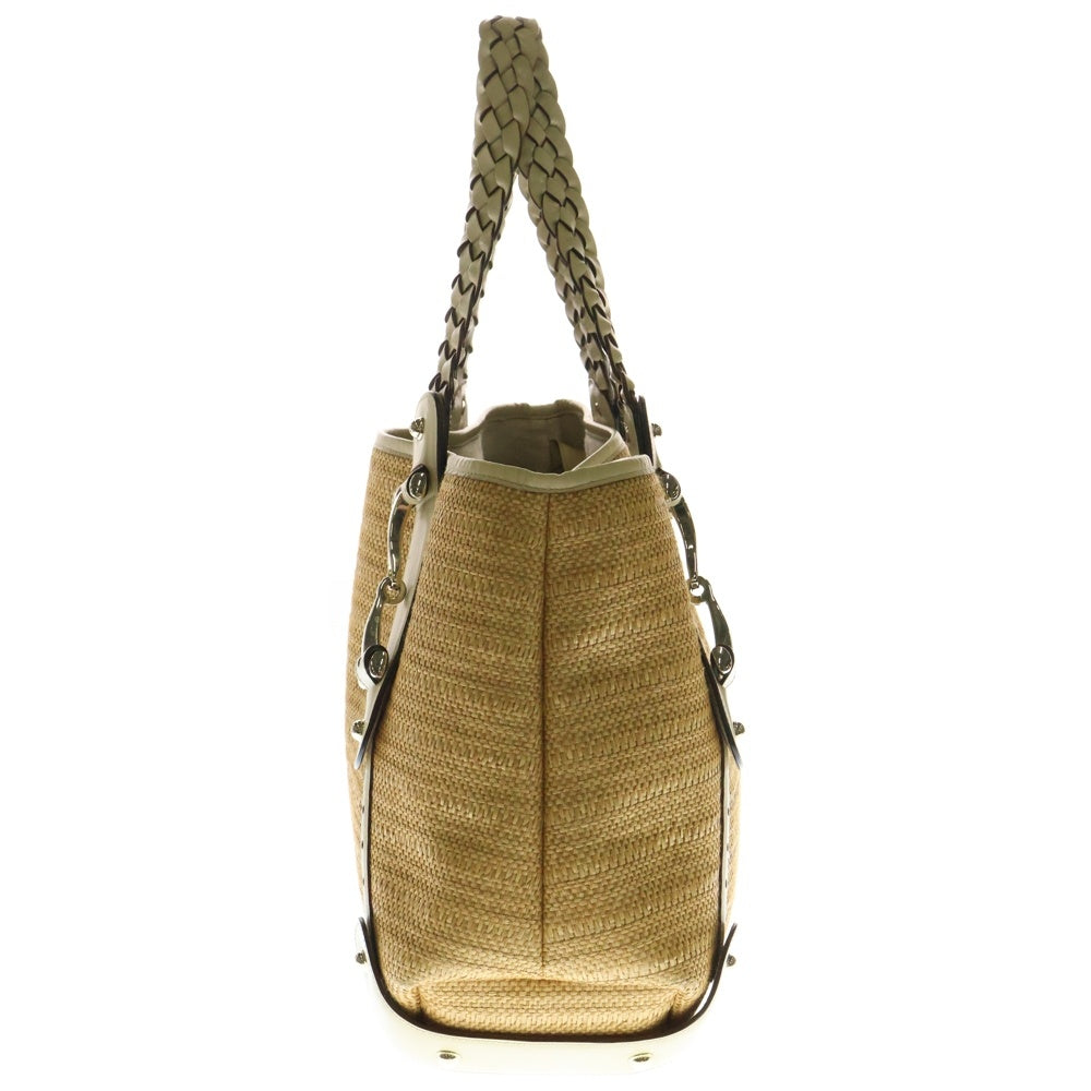 GUCCI(グッチ) ホースビット トートバッグ ベージュ ストロー×レザー 137621