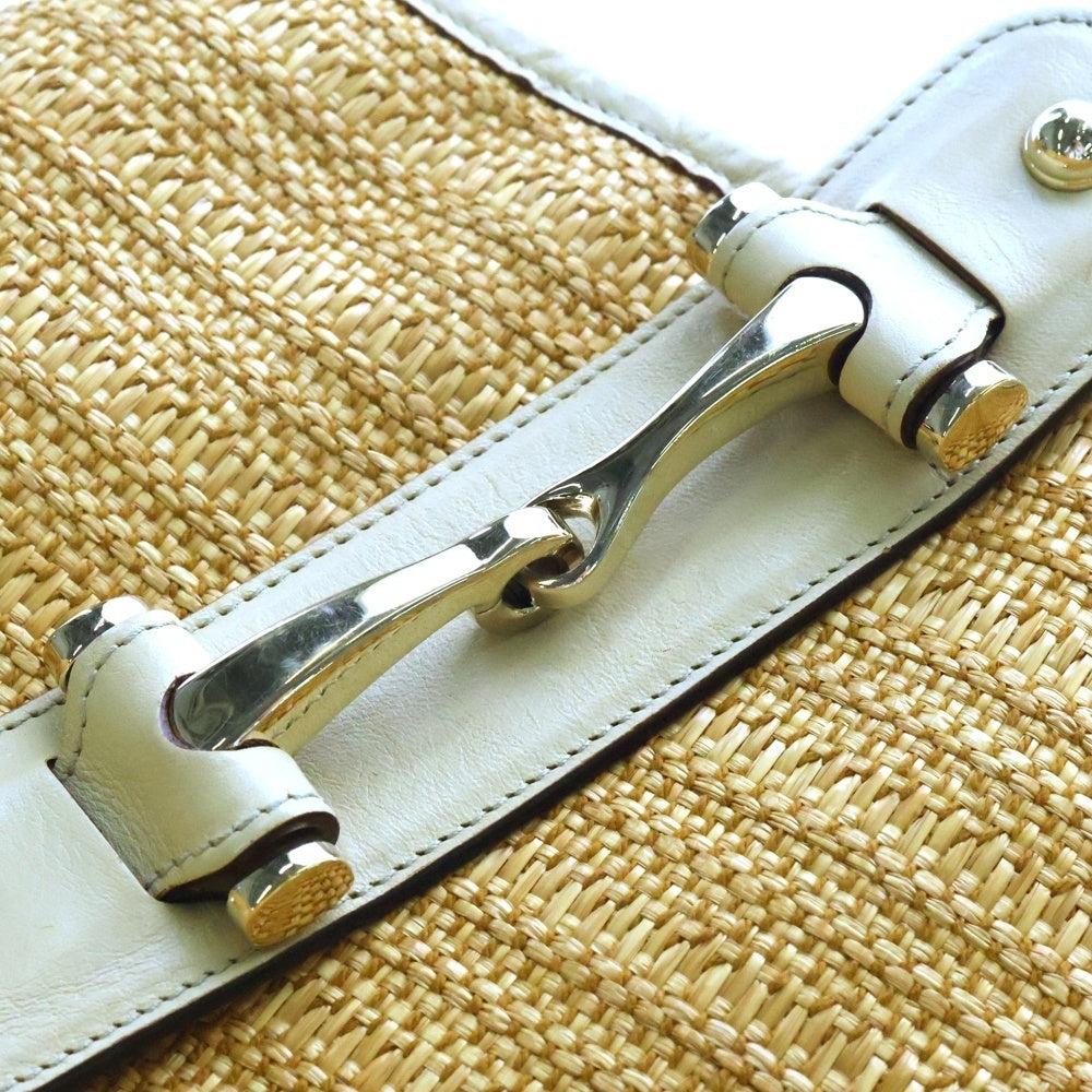 GUCCI(グッチ) ホースビット トートバッグ ベージュ ストロー×レザー 137621