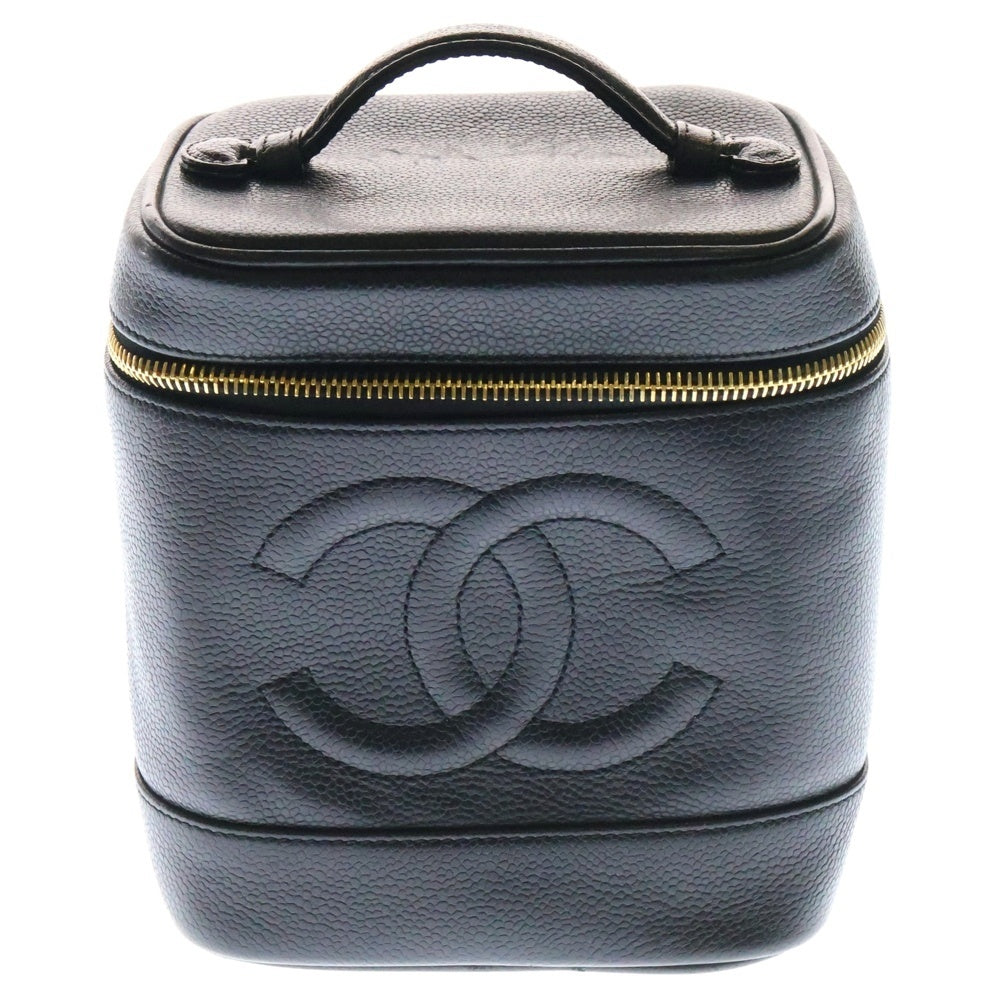 CHANEL(シャネル) ココマーク キャビアスキン レザー バニティバッグ ゴールド金具 ブラック 3番台