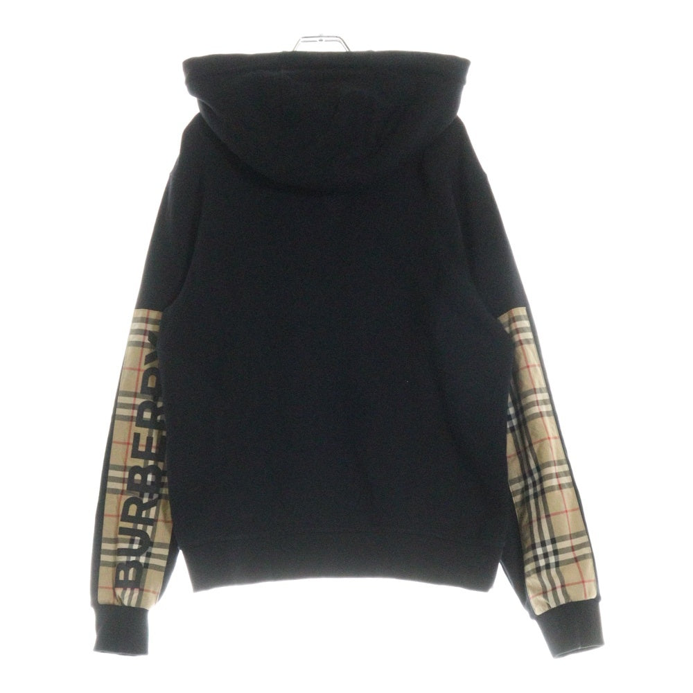 BURBERRY(バーバリー) ヴィンテージチェックパネル ジップパーカー ブラック コットン #S 8024543
