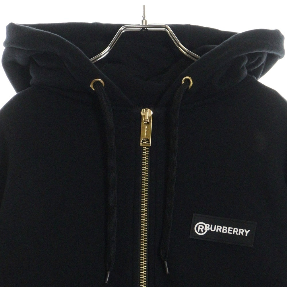 BURBERRY(バーバリー) ヴィンテージチェックパネル ジップパーカー ブラック コットン #S 8024543