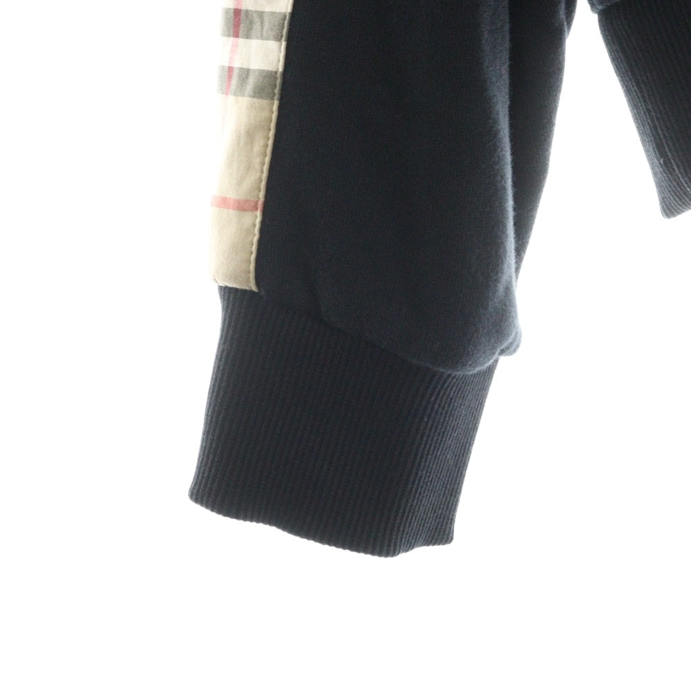 BURBERRY(バーバリー) ヴィンテージチェックパネル ジップパーカー ブラック コットン #S 8024543
