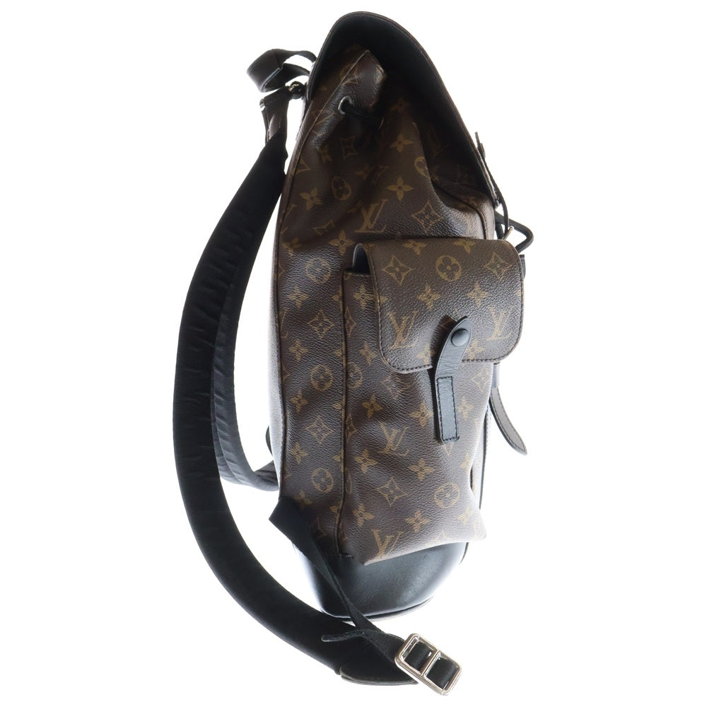 LOUIS VUITTON(ルイヴィトン) クリストファーPM モノグラム マカサー PVC レザー バックパック リュックサック シルバー金具 ブラウン/ブラック M43735