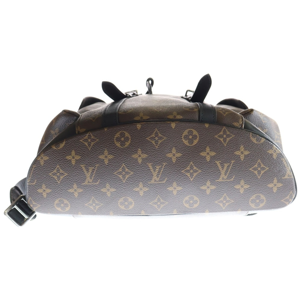 LOUIS VUITTON(ルイヴィトン) クリストファーPM モノグラム マカサー PVC レザー バックパック リュックサック シルバー金具 ブラウン/ブラック M43735