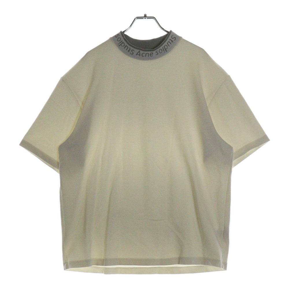 ACNE(アクネ) ネックロゴ リブ オーバーサイズフィット 半袖Tシャツ カットソー ホワイト BL0141