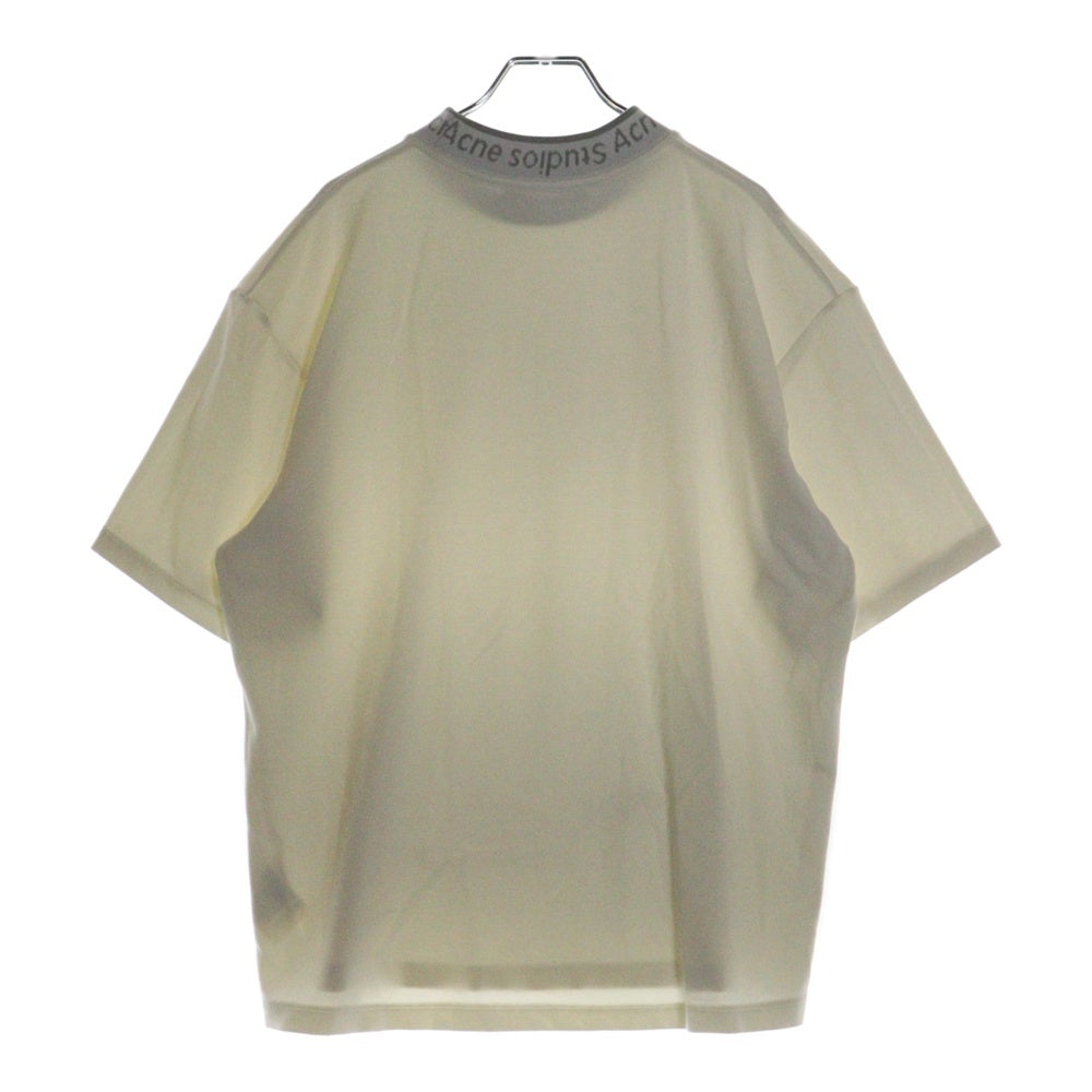 ACNE(アクネ) ネックロゴ リブ オーバーサイズフィット 半袖Tシャツ カットソー ホワイト BL0141
