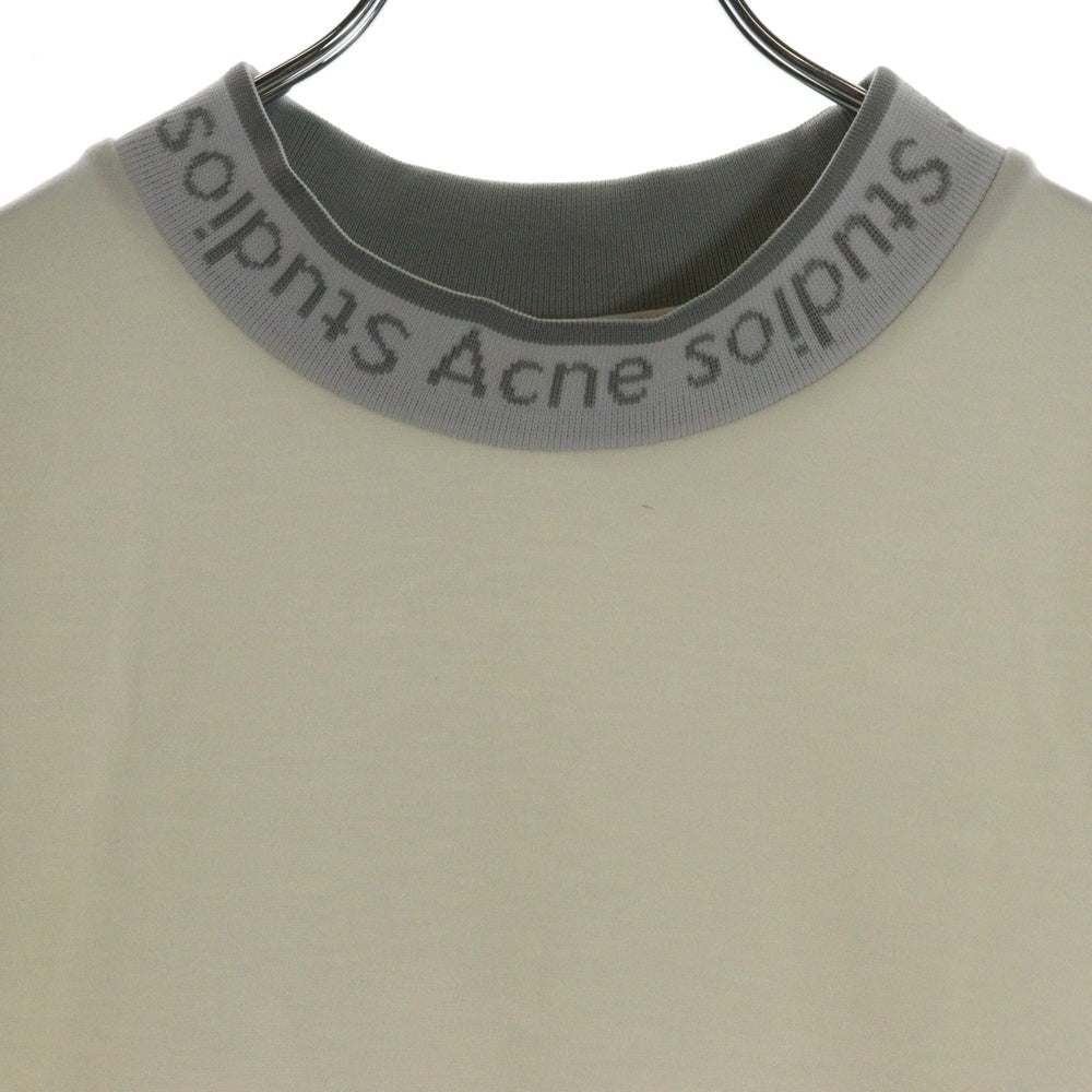 ACNE(アクネ) ネックロゴ リブ オーバーサイズフィット 半袖Tシャツ カットソー ホワイト BL0141
