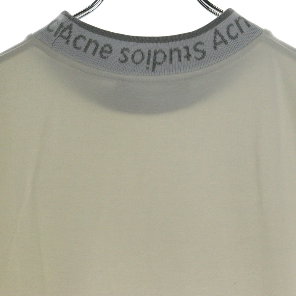 ACNE(アクネ) ネックロゴ リブ オーバーサイズフィット 半袖Tシャツ カットソー ホワイト BL0141