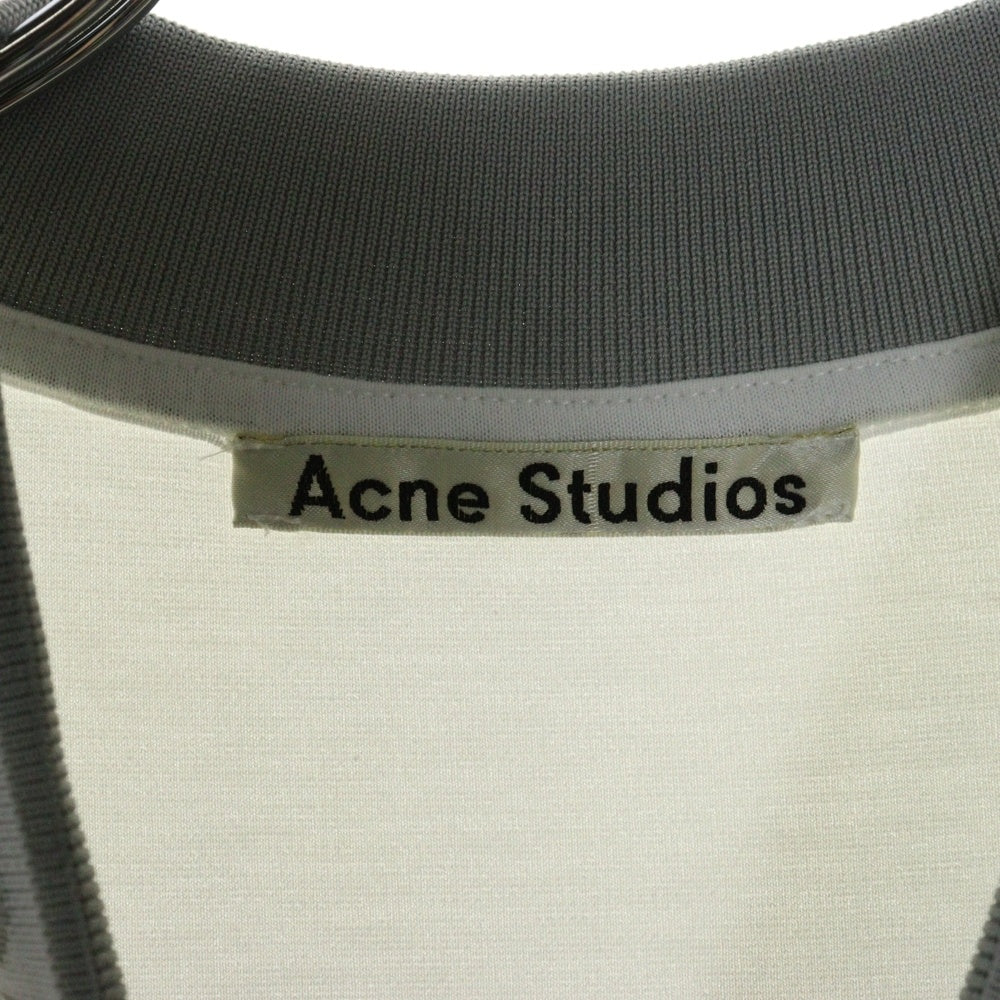 ACNE(アクネ) ネックロゴ リブ オーバーサイズフィット 半袖Tシャツ カットソー ホワイト BL0141