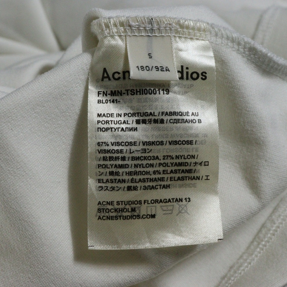 ACNE(アクネ) ネックロゴ リブ オーバーサイズフィット 半袖Tシャツ カットソー ホワイト BL0141