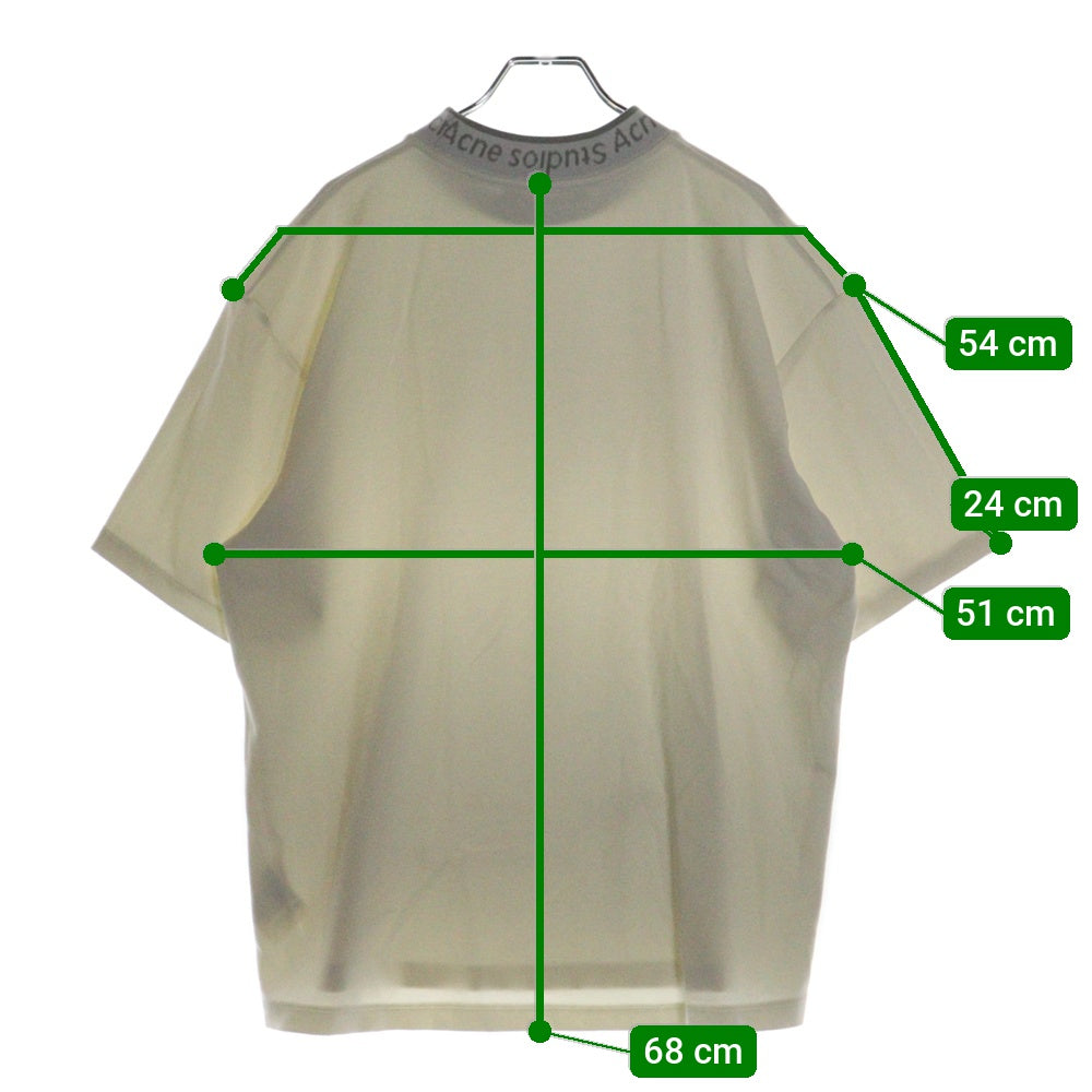 ACNE(アクネ) ネックロゴ リブ オーバーサイズフィット 半袖Tシャツ カットソー ホワイト BL0141