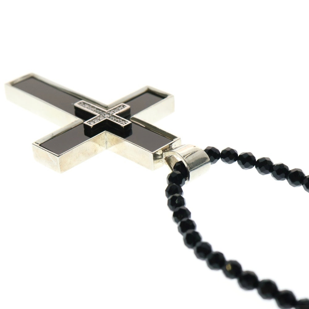 Justin Davis(ジャスティンデイヴィス) SUPER DELUXE CROSS スーパーデラックスクロス オニキス×ダイヤ D0.20 ネックレス シルバー TINY ONYXチェーンセット SPJ120/SNJ330