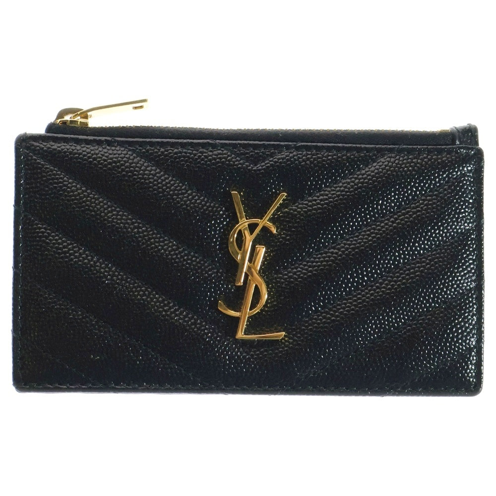 SAINT LAURENT PARIS(サンローランパリ) モノグラム フラグメント ジップカードケース ブラック レザー 607915