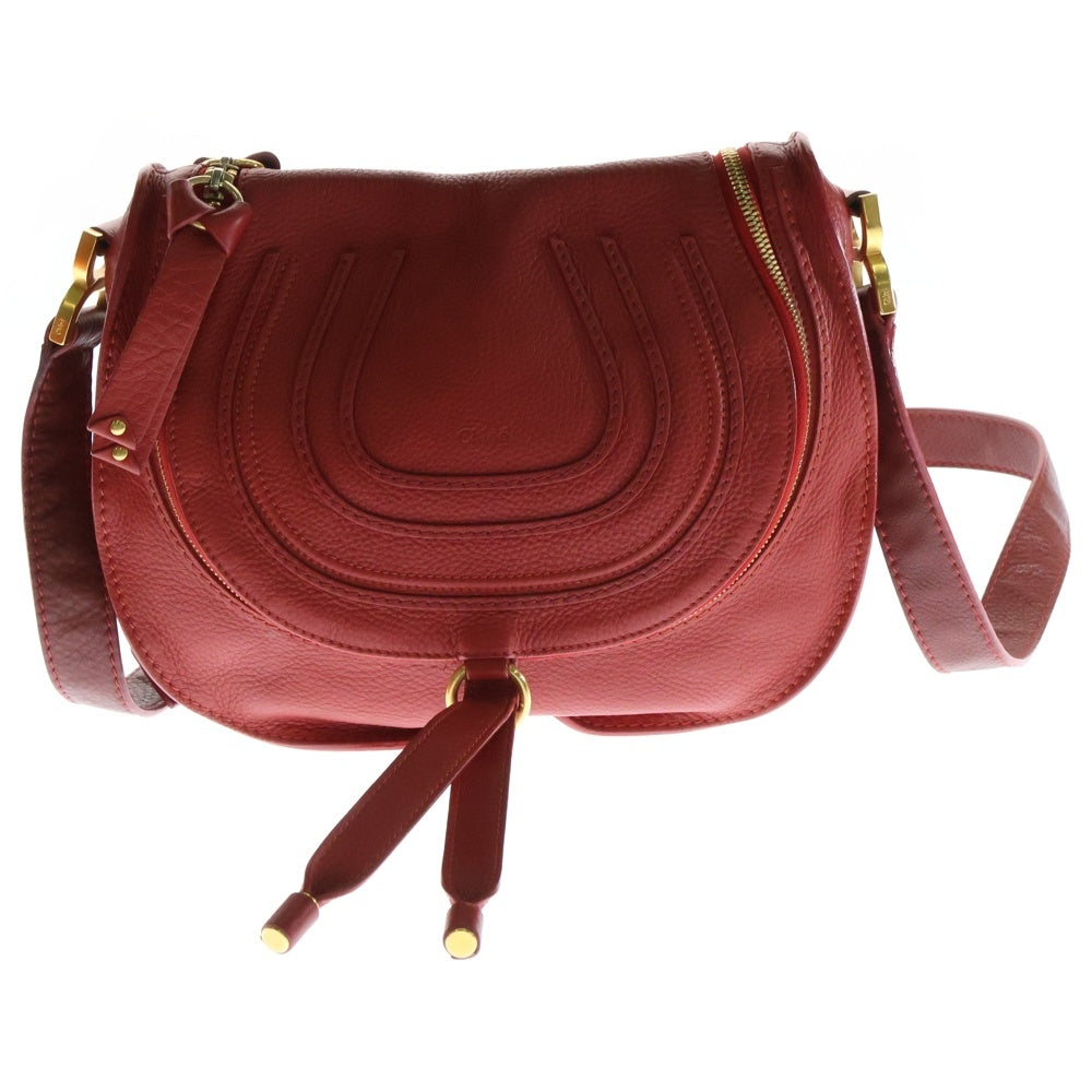Chloe(クロエ) マーシー ショルダーバッグ 斜め掛けバッグ レッド ゴールド金具 レザー
