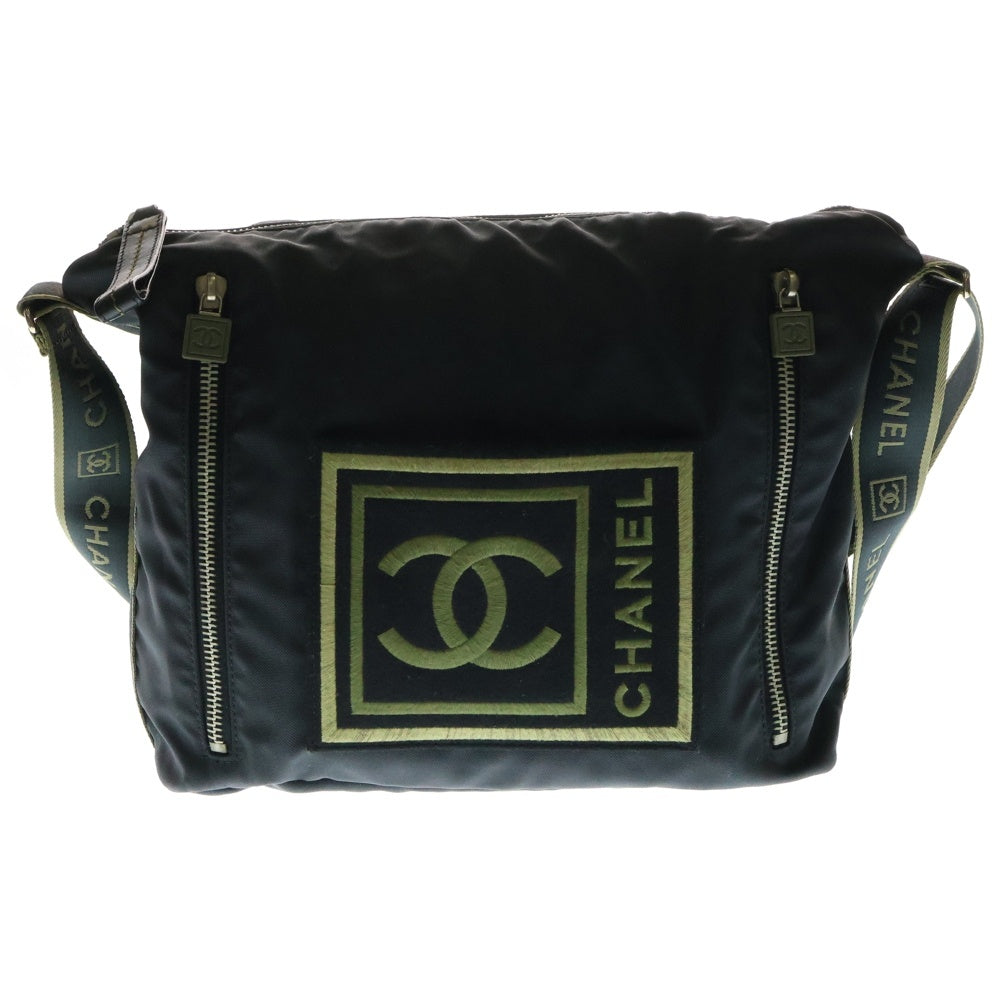 CHANEL(シャネル) スポーツライン ココマーク ショルダーバッグ ブラック×オリーブ ナイロン