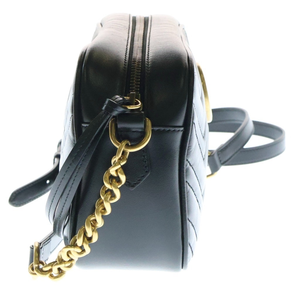 GUCCI(グッチ) GGマーモント キルティング チェーンショルダーバッグ ブラック レザー ゴールド金具 447632