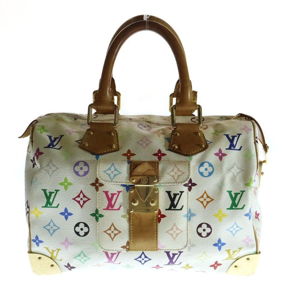 LOUIS VUITTON(ルイヴィトン) モノグラム スピーディ30 ハンドバッグ ボストンバッグ ホワイト×マルチカラー ゴールド金具 M92643