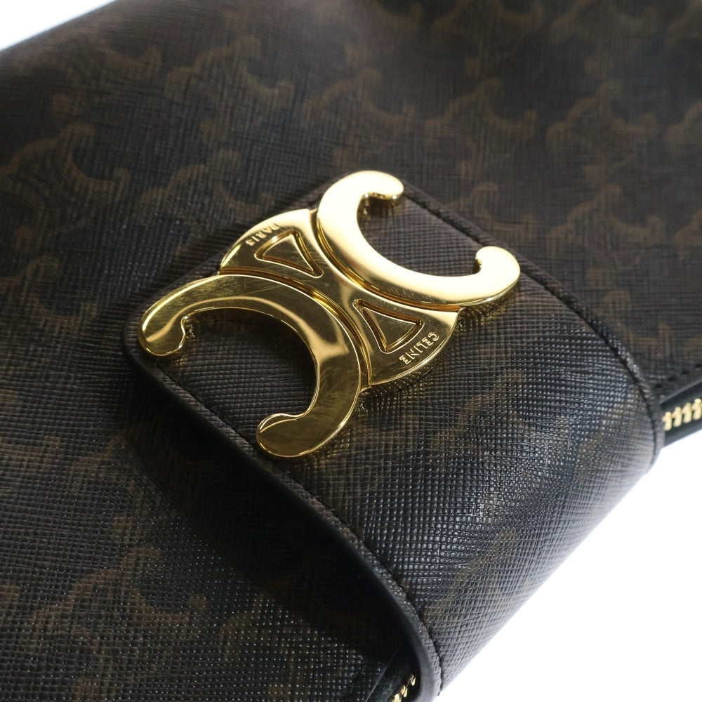 CELINE(セリーヌ) トリオンフ アヴァ ミディアム ワンショルダーバッグ ブラウン PVC×レザー ゴールド金具