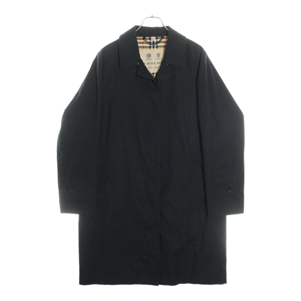 BURBERRY(バーバリー) 裏地ノバチェック総柄 比翼ボタン ラグランスリーブ ステンカラーコート ブラック 2850/67Q