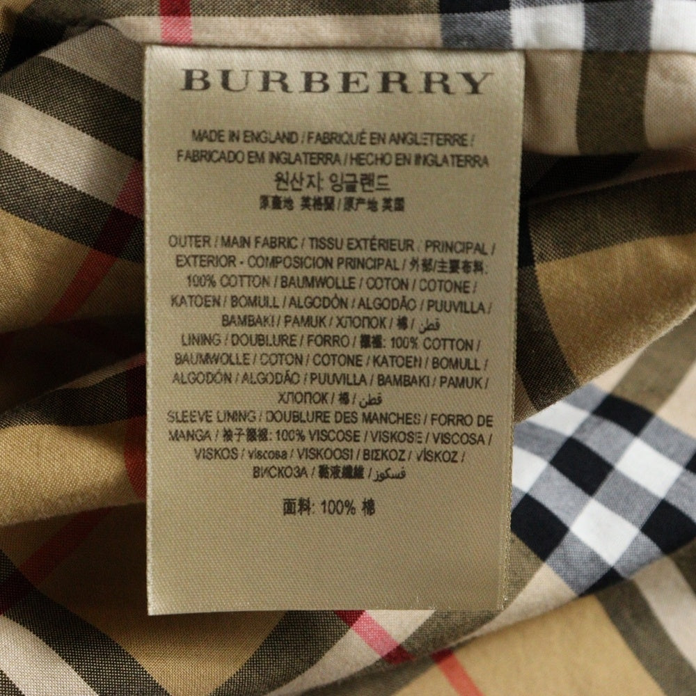 BURBERRY(バーバリー) 裏地ノバチェック総柄 比翼ボタン ラグランスリーブ ステンカラーコート ブラック 2850/67Q
