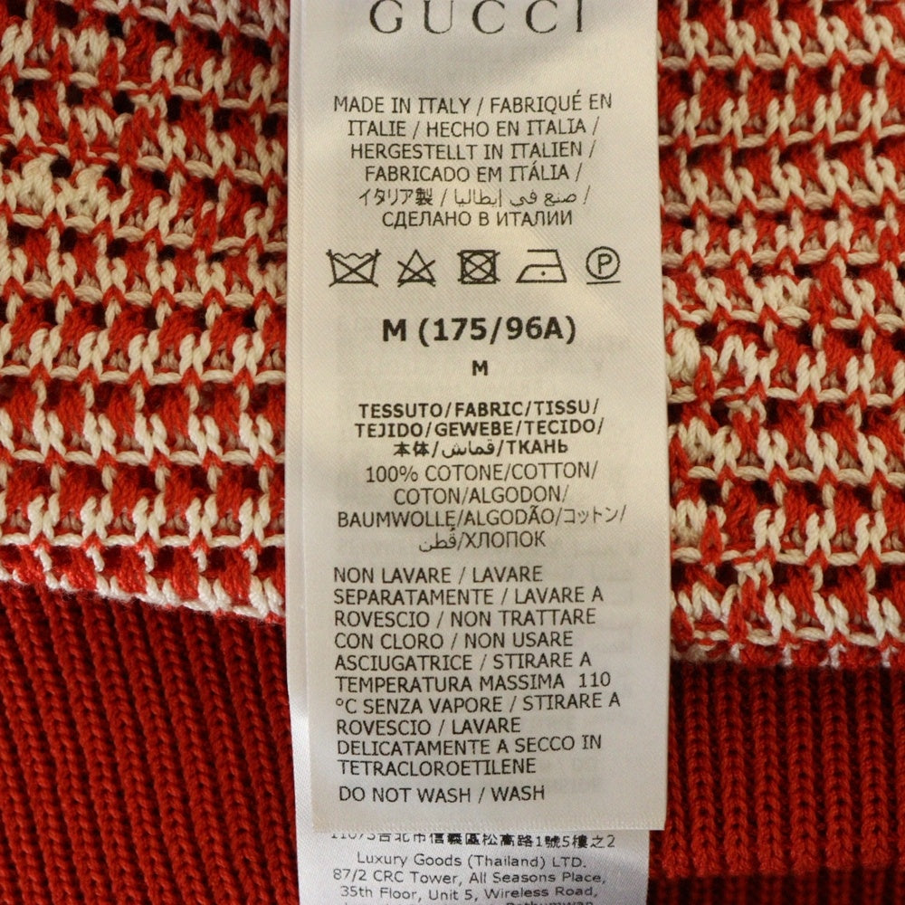 GUCCI(グッチ) GG ジャガード 総柄 Vネック ノースリーブ プルオーバー コットンニット ベスト レッド 752543