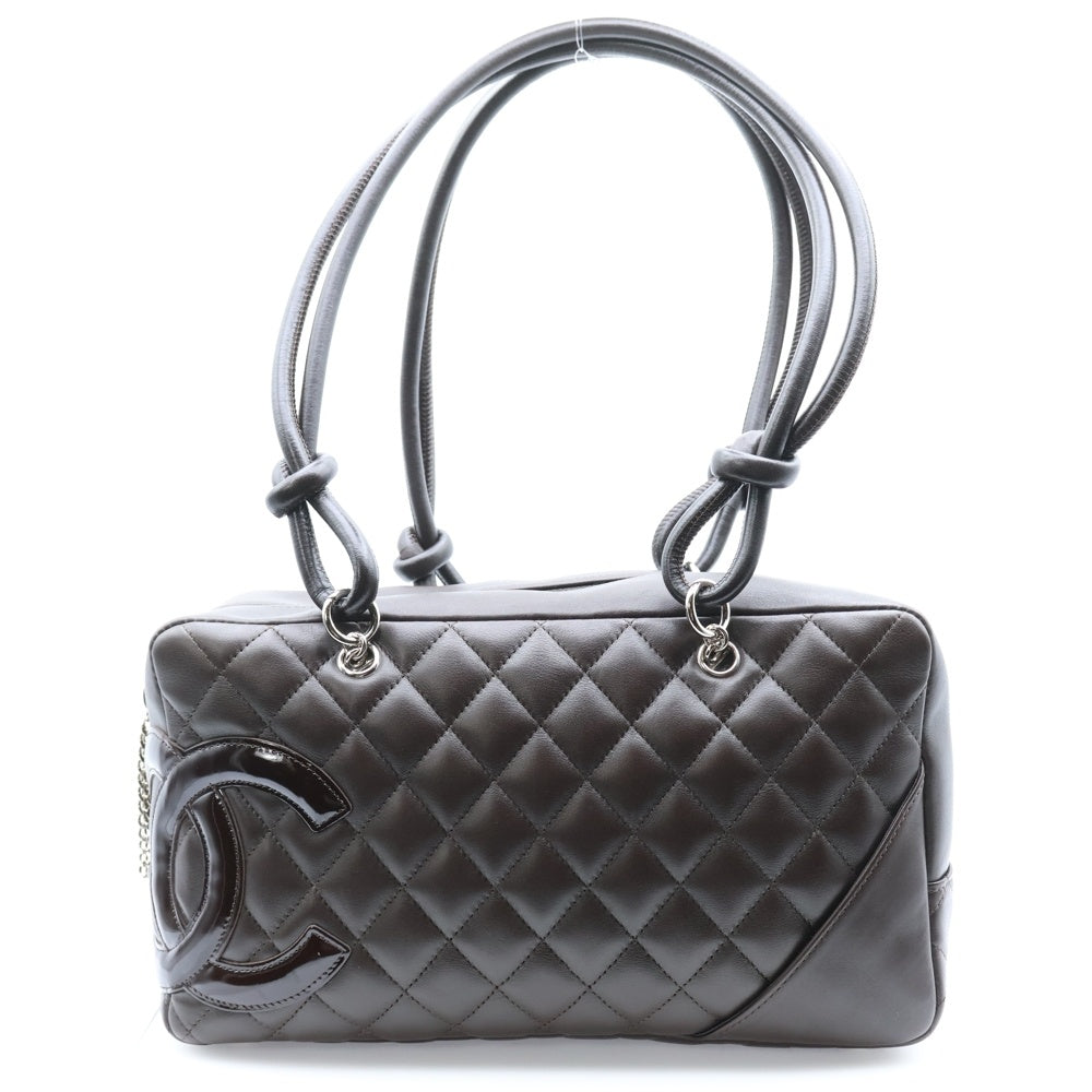CHANEL(シャネル) カンボンライン ボーリングバッグ ブラウン ラムスキン シルバー金具